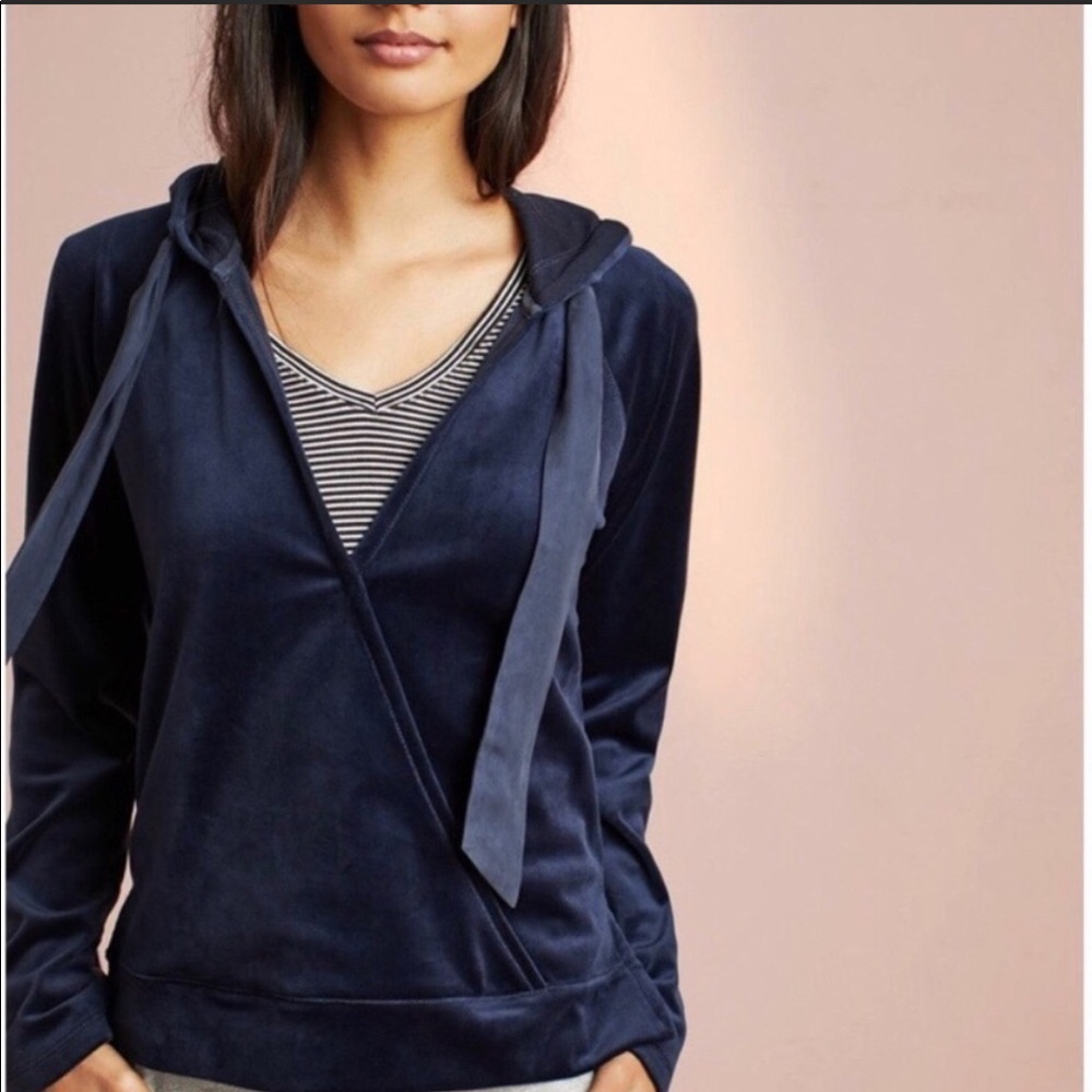 Saturday Sunday Navy Blue Velour Hoodie